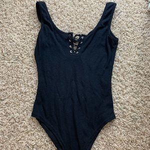 Black lace up bodysuit
